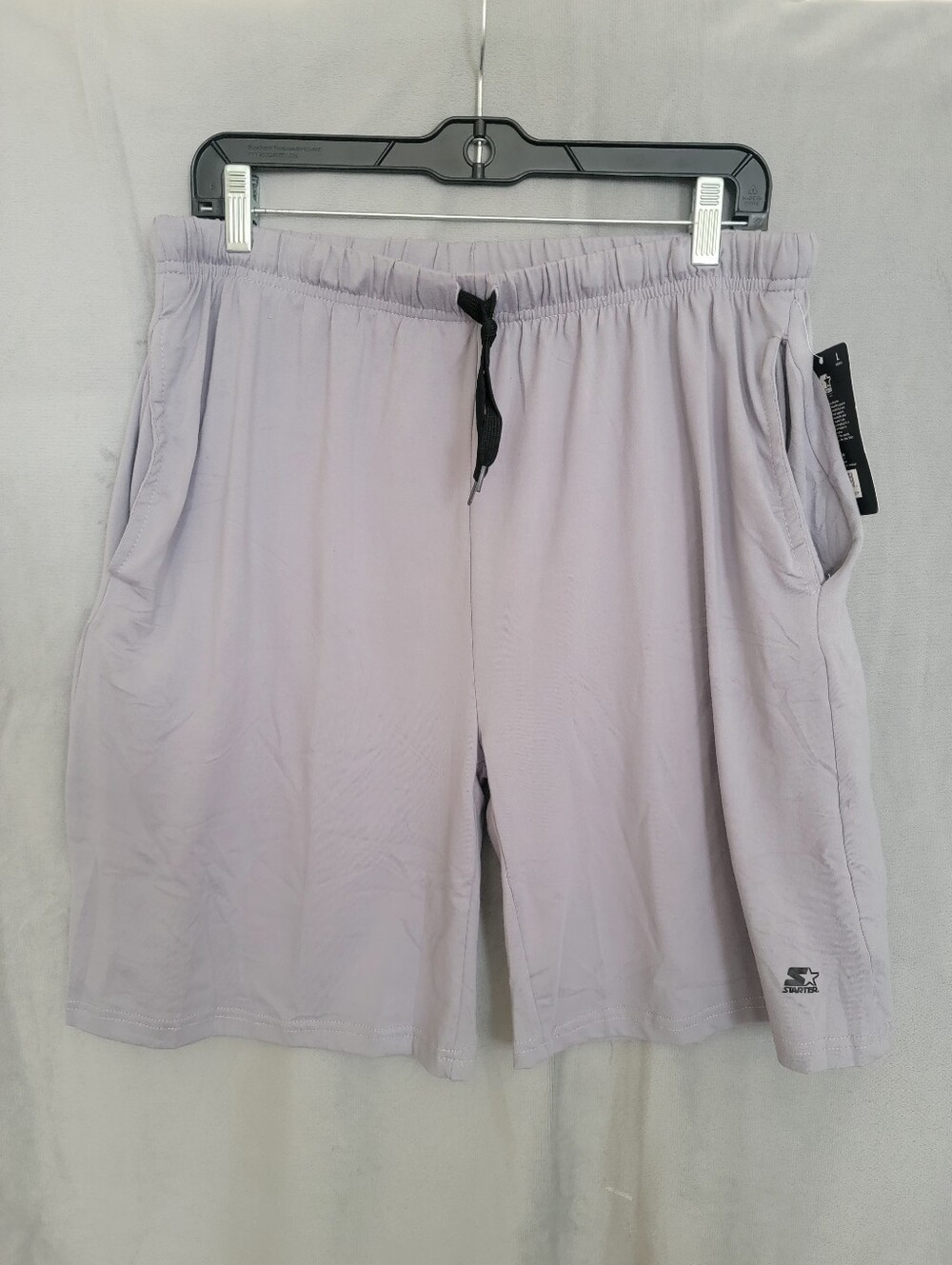 STARTER Men’s Grey Athletic Shorts with Black Drawstring, Size L